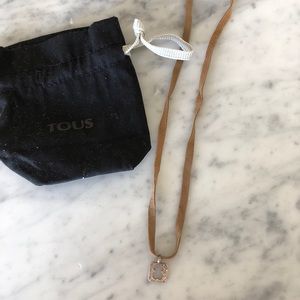 Tous bear pendant with suede strap